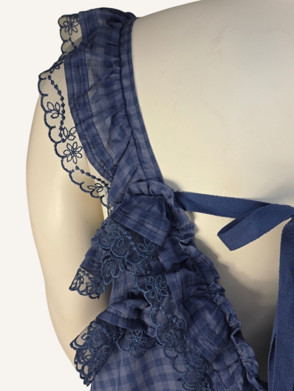 Torrid FESTI Blue Gingham Lace Ruffle Open Back Tiered Dress 2X NWT Cottagecore - Picture 8 of 11